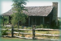 Cabin w/fence and chimney