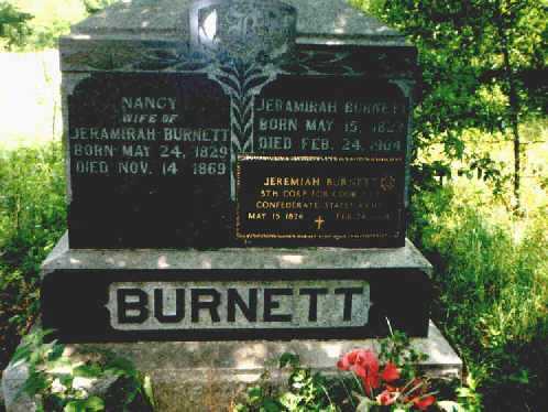 Jeremiah & Nancy (Turner) Burnett tombstone